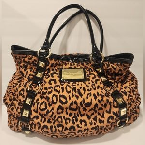 BETSEY JOHNSON BETSEYVILLE LEOPARD PRINT LARGE TOTE